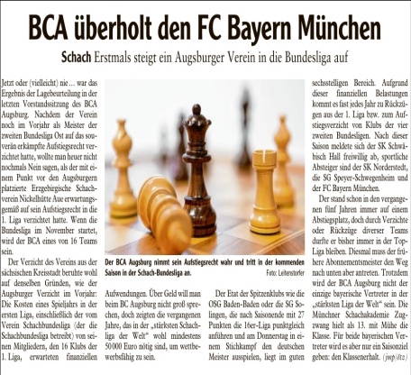 Augsburger Allgemeine vom 23.05.18 BCA ueberholt den FC Bayern Muenchen